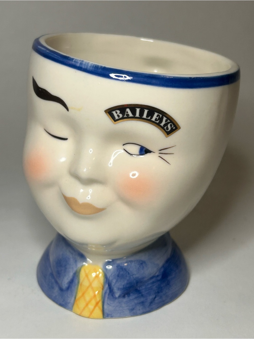 Limited Edition Baileys Yum Whiskey Coffee Mug Male Winking 1997 Ceramic‎ Kitsch